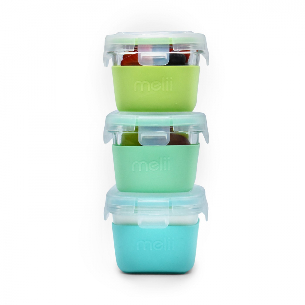 Set 3 Recipiente Sticla 3 160Ml Cu Husa Antiderapanta Silicon Melii Blue Mint Lime [2]