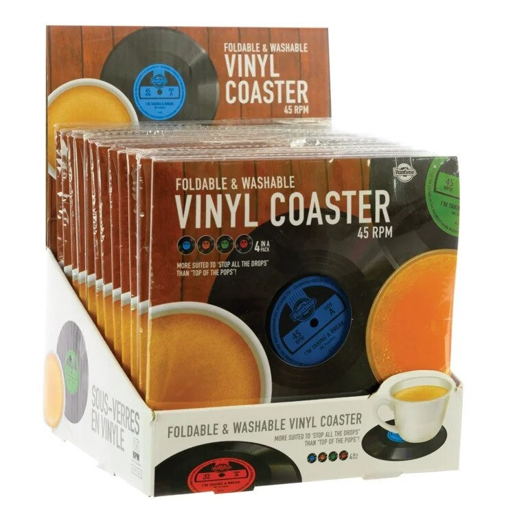 Funtimes-Set 4 suporturi pahare, Discuri Vinil 11 cm, Funtime, cauciuc, multicolor [4]