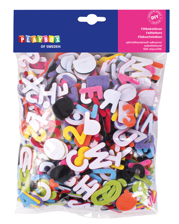 PLAYBOX-Set 500 de litere colorate adezive din fetru, creatie, gradinita si scoala [1]