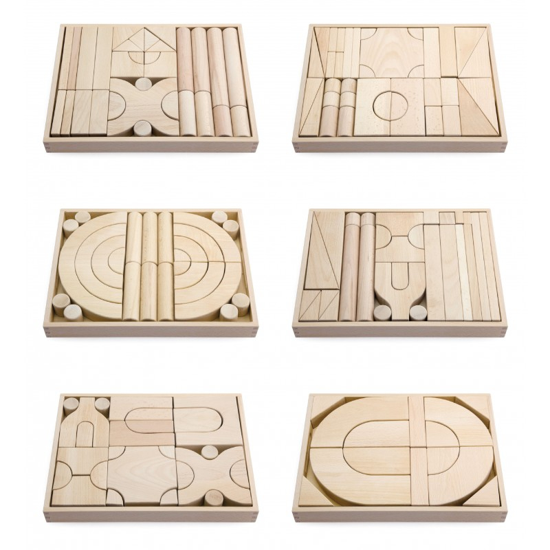 Set 6 modele blocuri arhitecturale de construit, natur, 158 buc, Viga [1]