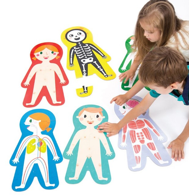 BANANA PANDA-Set 6 puzzle-uri Suuper mari - Corpul meu, 84 piese, 47x25cm, Banana Panda [5]