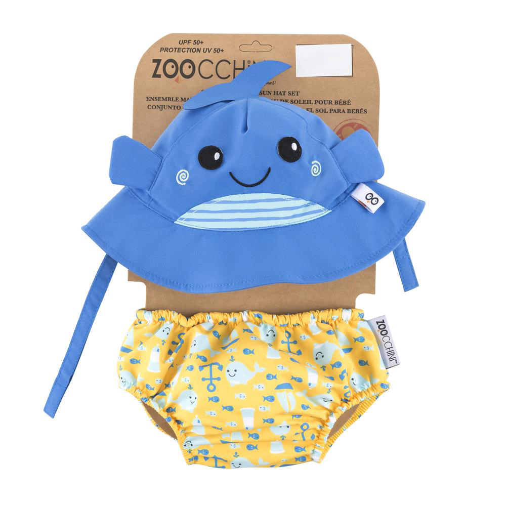 Zoocchini-Set chilotel de baie si palarie, Marimea L, UPF 50+, Zoocchini, Whale [1]