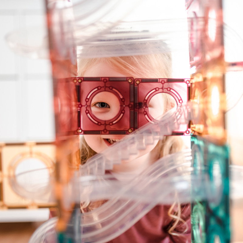 Set Connetix Pastel Ball Run, 106 Piese – Placi Magnetice Pastel, Cursa cu Bile pentru Copii, Joc Educational [7]