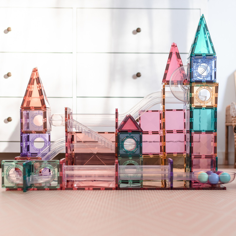 Set Connetix Pastel Ball Run, 106 Piese – Placi Magnetice Pastel, Cursa cu Bile pentru Copii, Joc Educational [6]