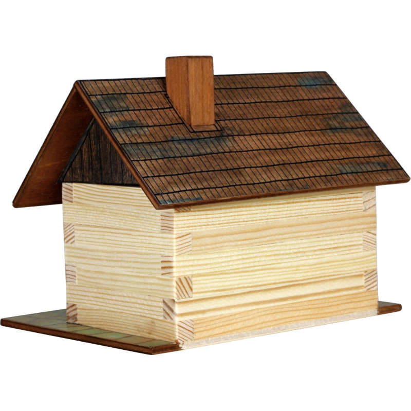 Set constructie arhitectura Cabanuta din busteni, 64 piese din lemn, Walachia [1]