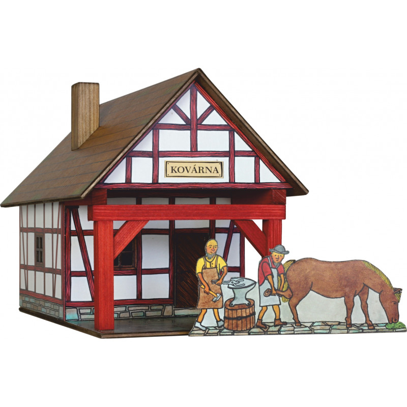 Set constructie arhitectura Fierarie cu grinzi, 39 piese din lemn, Walachia [3]
