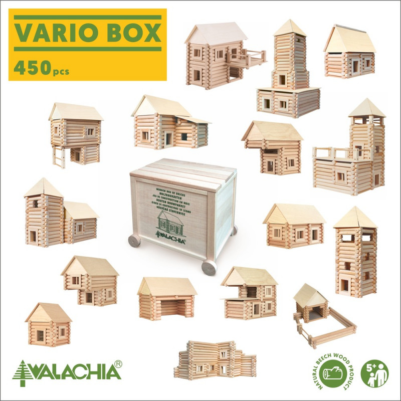 Set constructie arhitectura Vario Box, 450 piese din lemn (VARIO + XL + FORT), Walachia [2]