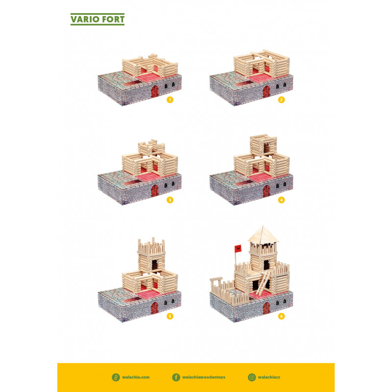 Set constructie arhitectura Vario Fort, 194 piese din lemn, Walachia [3]
