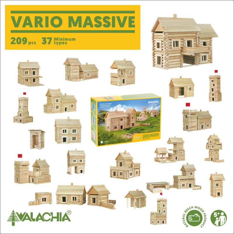 Set constructie arhitectura Vario Massive, 209 piese mari din lemn, Walachia [9]