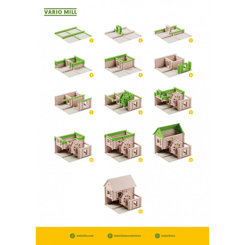 Set constructie arhitectura Vario Mill, 122 piese mari din lemn, Walachia [8]