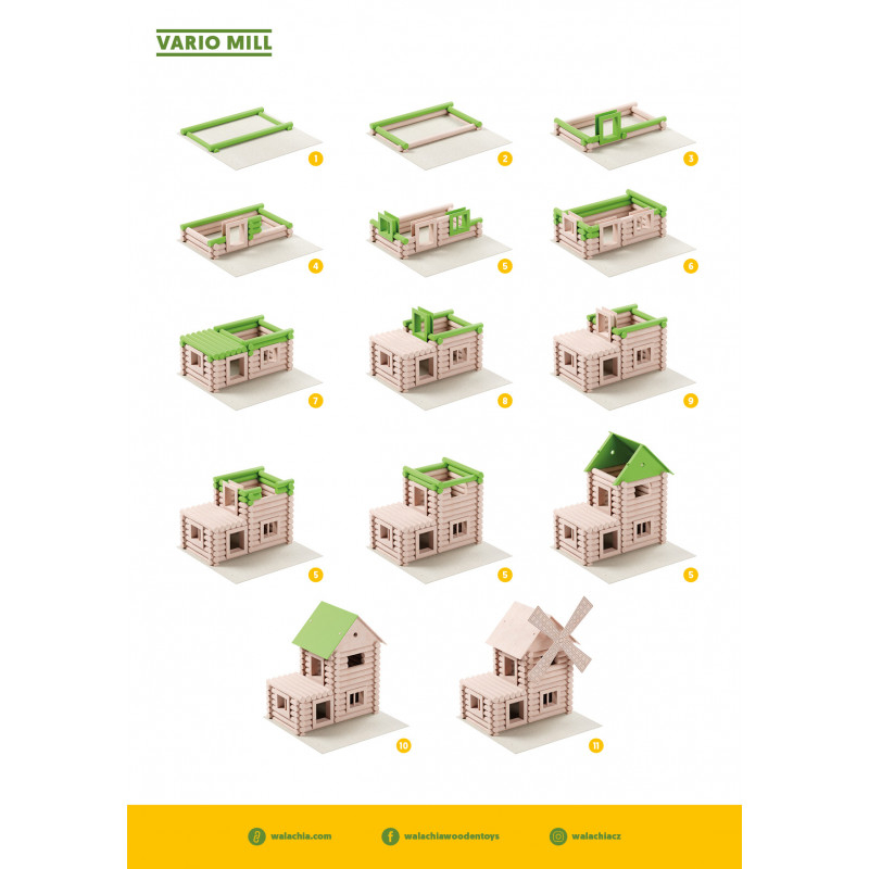 Set constructie arhitectura Vario Mill, 122 piese mari din lemn, Walachia [9]