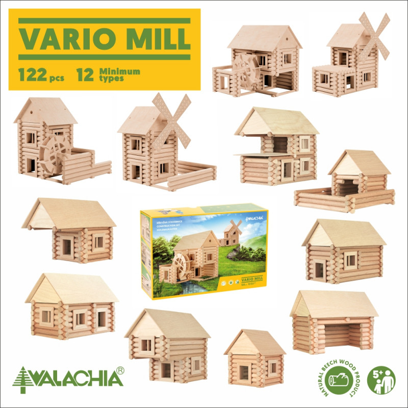 Set constructie arhitectura Vario Mill, 122 piese mari din lemn, Walachia [5]