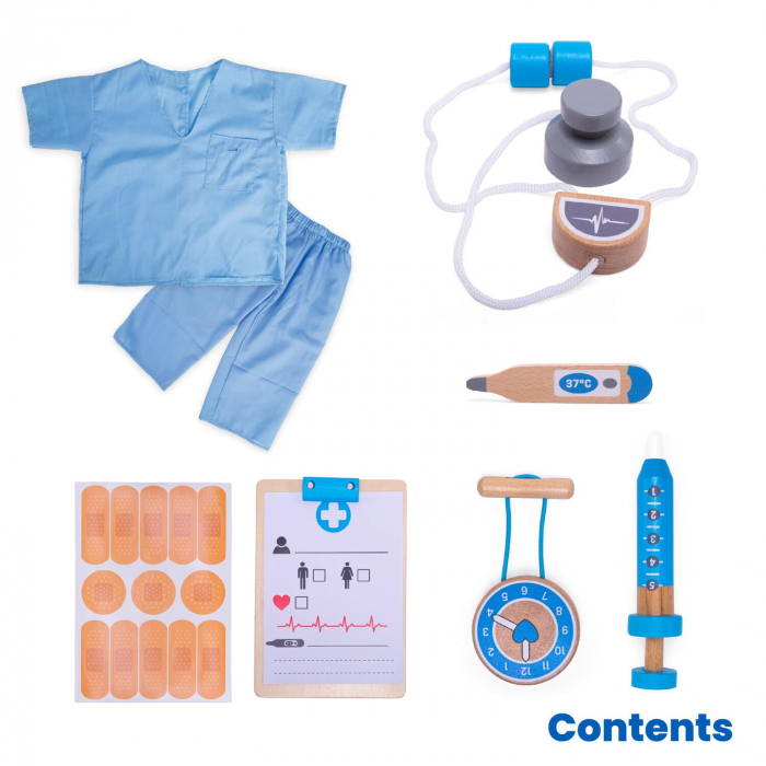 BIGJIGS Toys-Set costum si accesorii doctor pentru copii [5]
