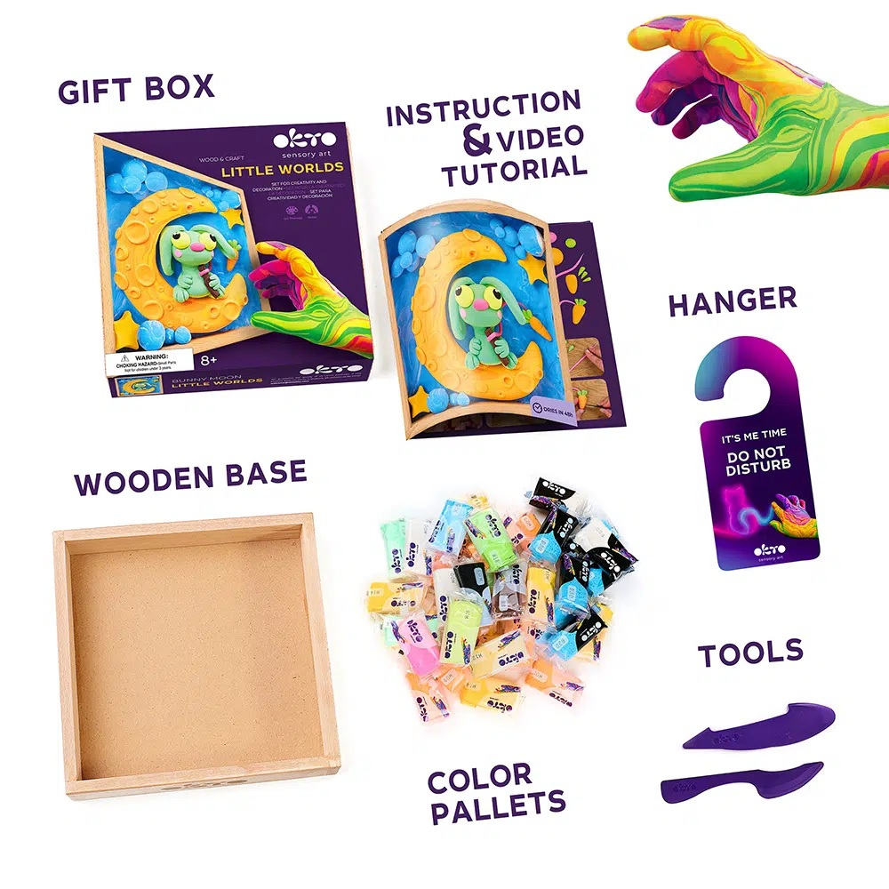 Set creatie Wood & Craft - Little Worlds, 21*21cm - Bunny Moon [3]