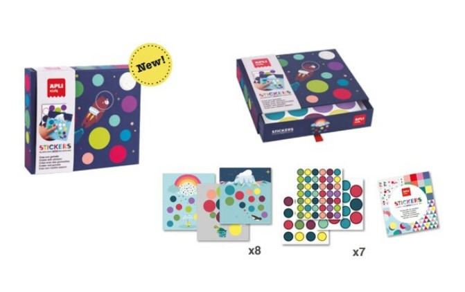 Set cu autocolante Apli Kids - Zbor pe luna, 8 foi de completat, 7 foi cu autocolante reutilizabile, 19x17x4cm [3]