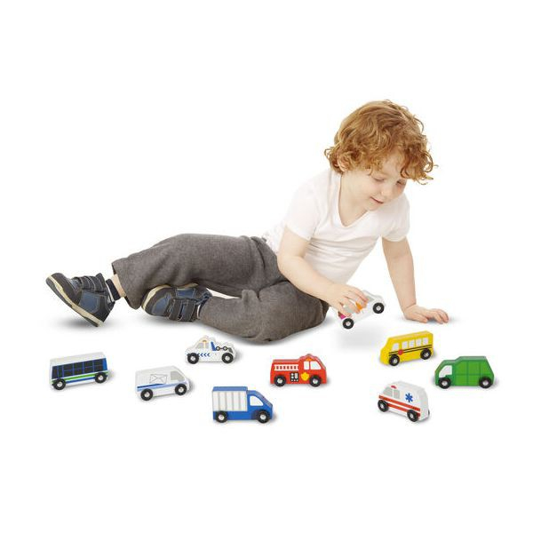 Melissa & Doug Set de 9 masinute utilitare din lemn [3]