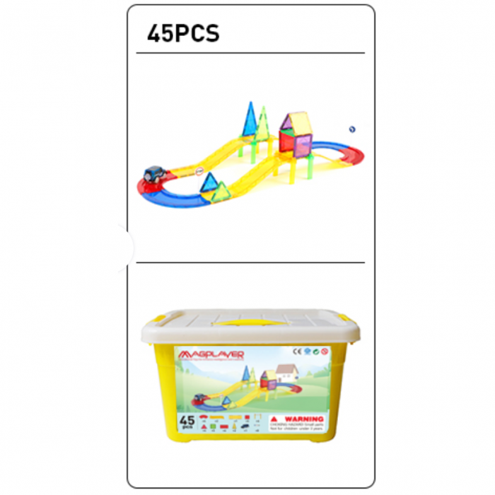 Magplayer Set de constructie magnetic 3D - Circuit masinute 45 piese  [3]