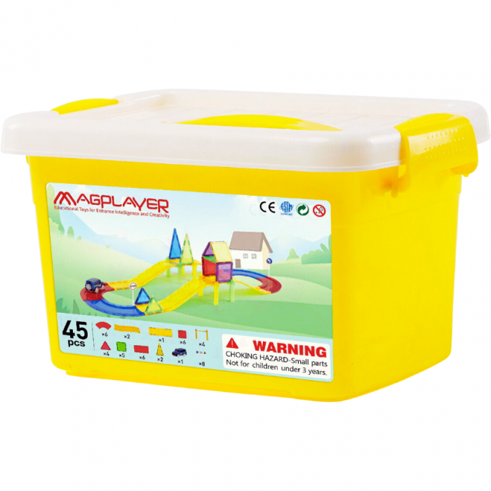 Magplayer Set de constructie magnetic 3D - Circuit masinute 45 piese  [2]