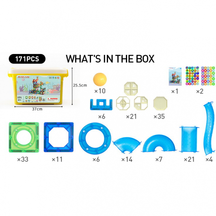 Magplayer Set de constructie magnetic - Marble Run 171 piese  [3]