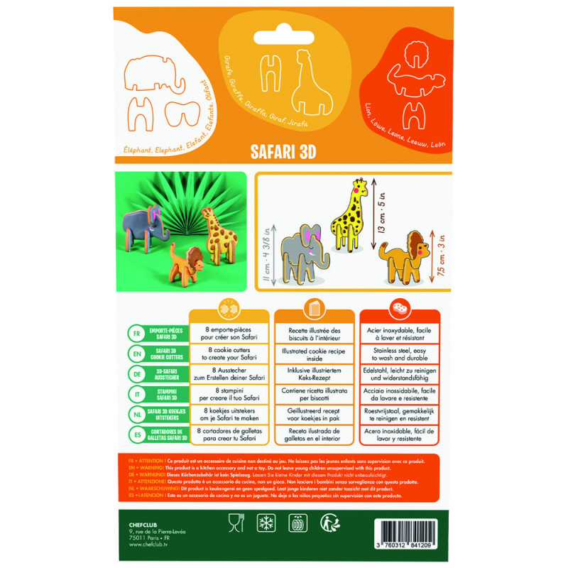 Set de forme de biscuiti Safari 3D, Chefclub kids [3]