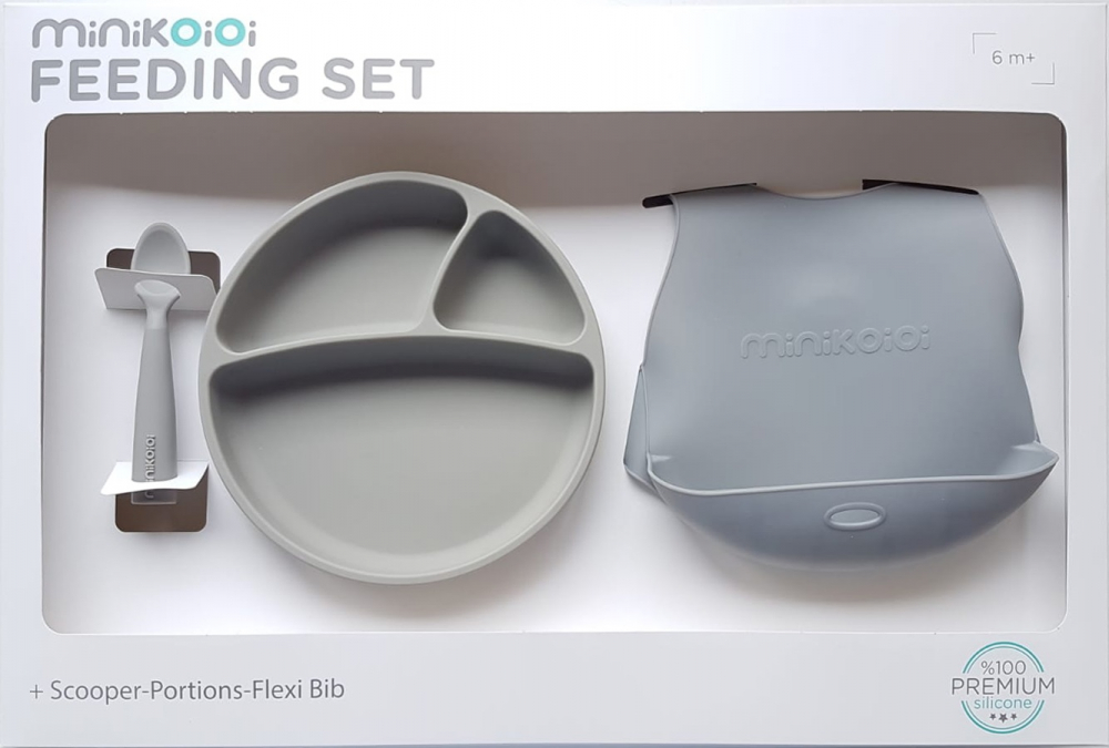 Minikoioi-Set de hranire BWL II Minikoioi, 100% Premium Silicone – Powder Grey [4]