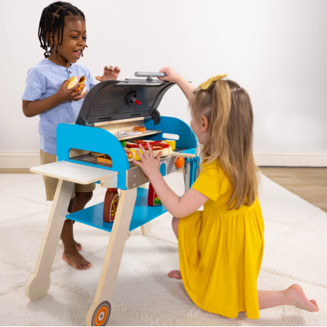 Melissa & Doug-Set de joaca din lemn cu accesorii Grill si Pizza [4]
