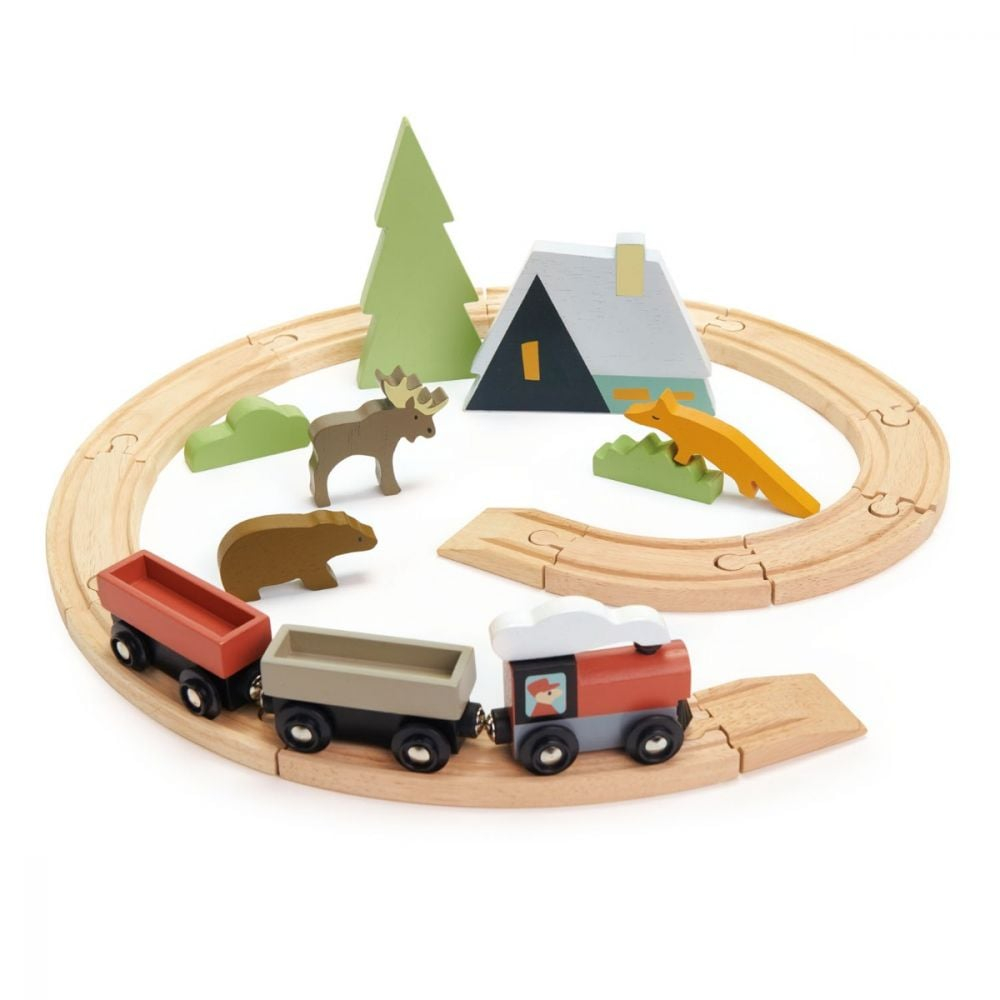 Tender Leaf Toys-Set de tren montan, din lemn premium - Treetops Train Set - Tender Leaf Toys [1]