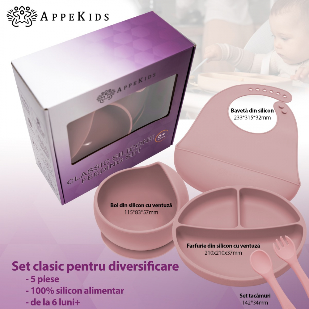 Set Diversificare, AppeKids, 100% Silicon, Classic - Old Rose [2]