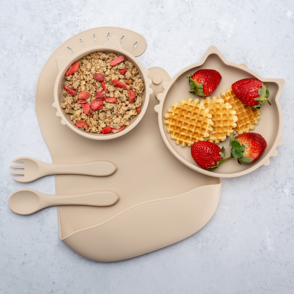 Set Diversificare, AppeKids, 100% Silicon, Kitty - Bubble Beige [1]