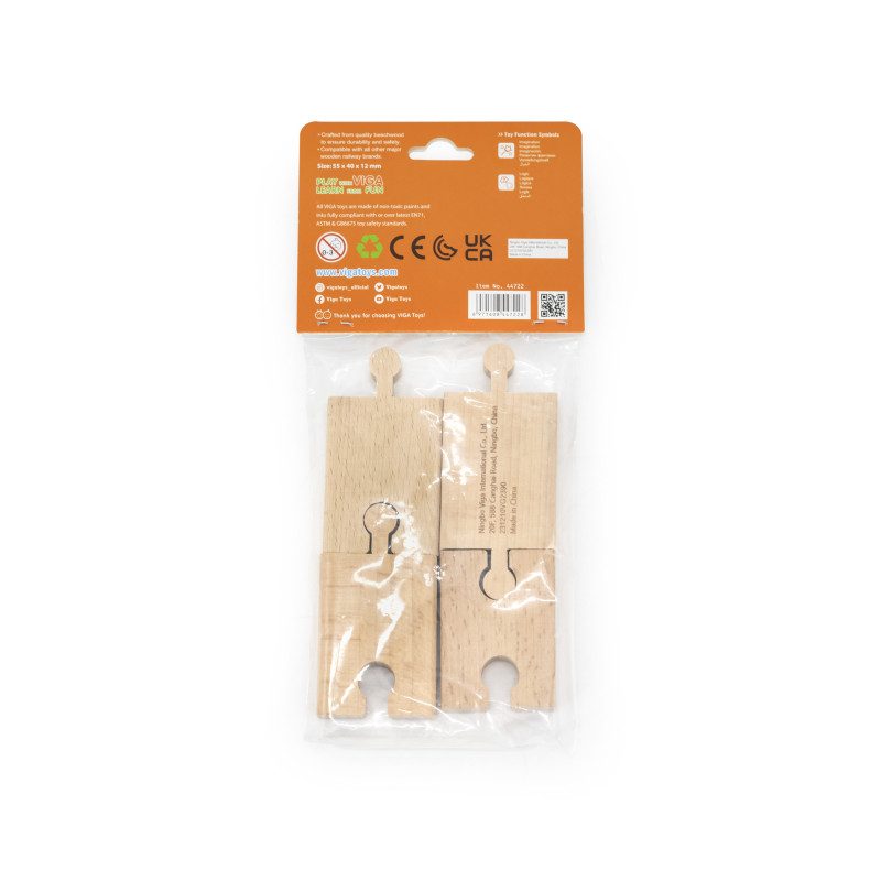 Set extensii sine din lemn pentru trenulete, 4 buc, drepte, mini, Viga [2]