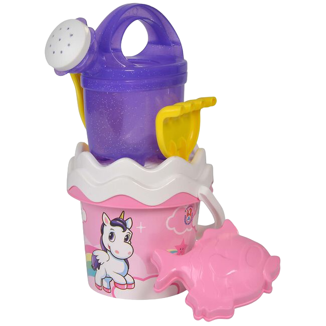 Androni Giocattoli-Set jucarii pentru apa si nisip Unicorn, cu galetusa, sita, stropitoare si unelte [1]