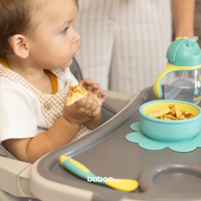 Set lingurita si furculita flexibile Baboo - Galben Verde, 6 luni+ [7]