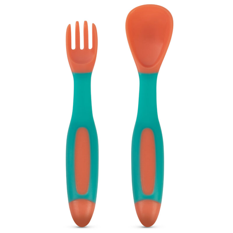 BABOO-Set lingurita si furculita flexibile Baboo - portocaliu Verde, 6 luni+ [6]
