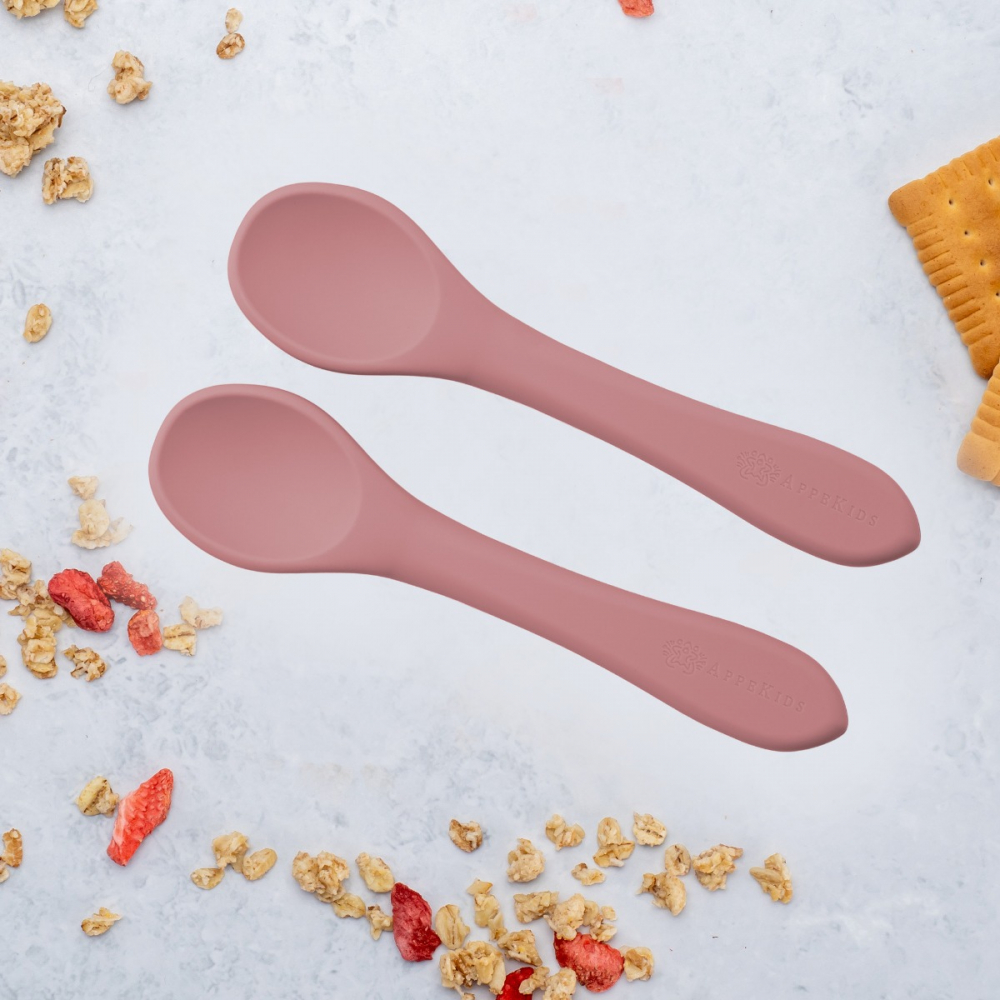 Set Lingurite din silicon, AppeKids - Old Rose [1]