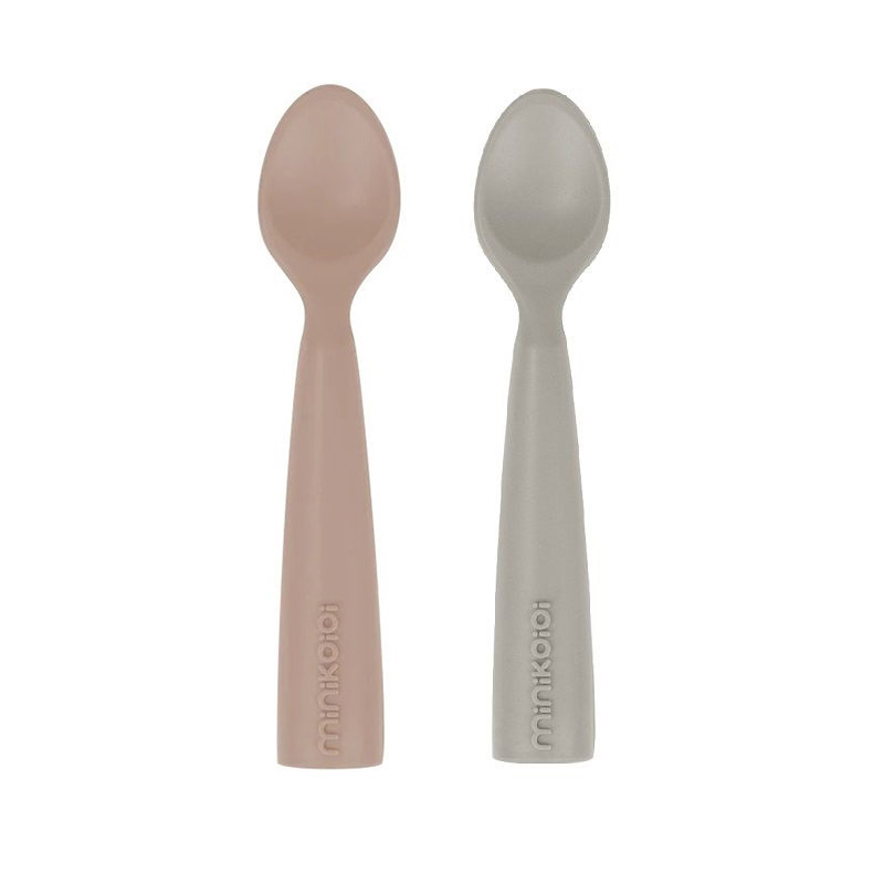 Set Lingurite Minikoioi, 100% Premium Silicon – Bubble Beige / Powder Grey [1]