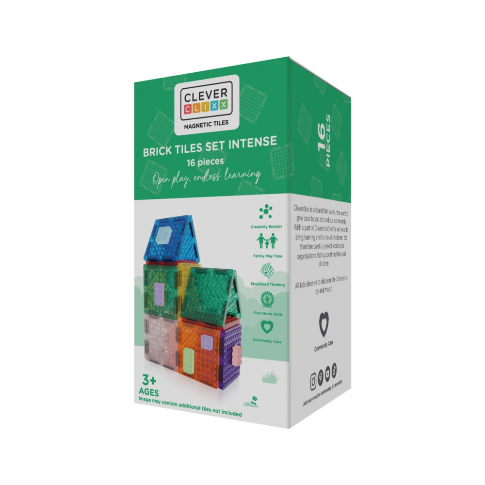 Set magnetic de construit Brick Tiles 16 piese, Cleverclixx [1]