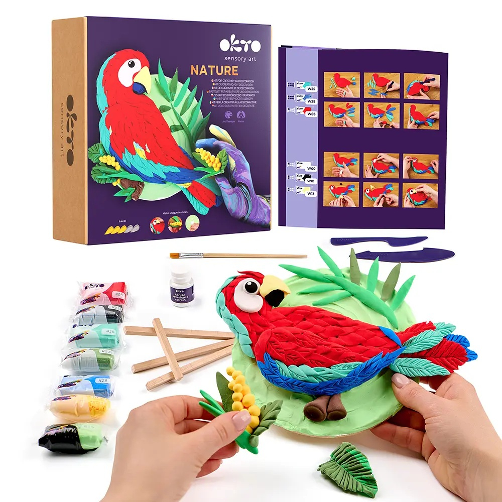 Set pictura 3D cu argila usoara, Nature - Macaw [1]