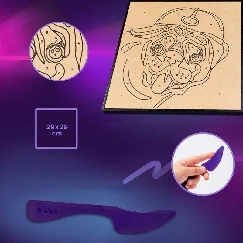 Okto-Set pictura cu argila usoara, 29*29 cm - Pug Dog [4]