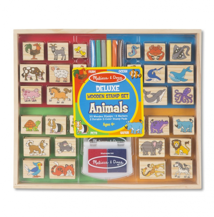 Melissa & Doug Set stampile din lemn Animale Deluxe [1]