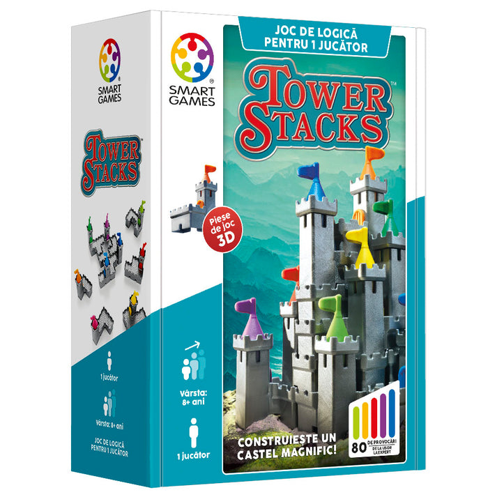 Smart Games-Smart Games - Tower Stacks, joc de logica cu 80 de provocari, 8+ ani, editie lb. Romana [1]