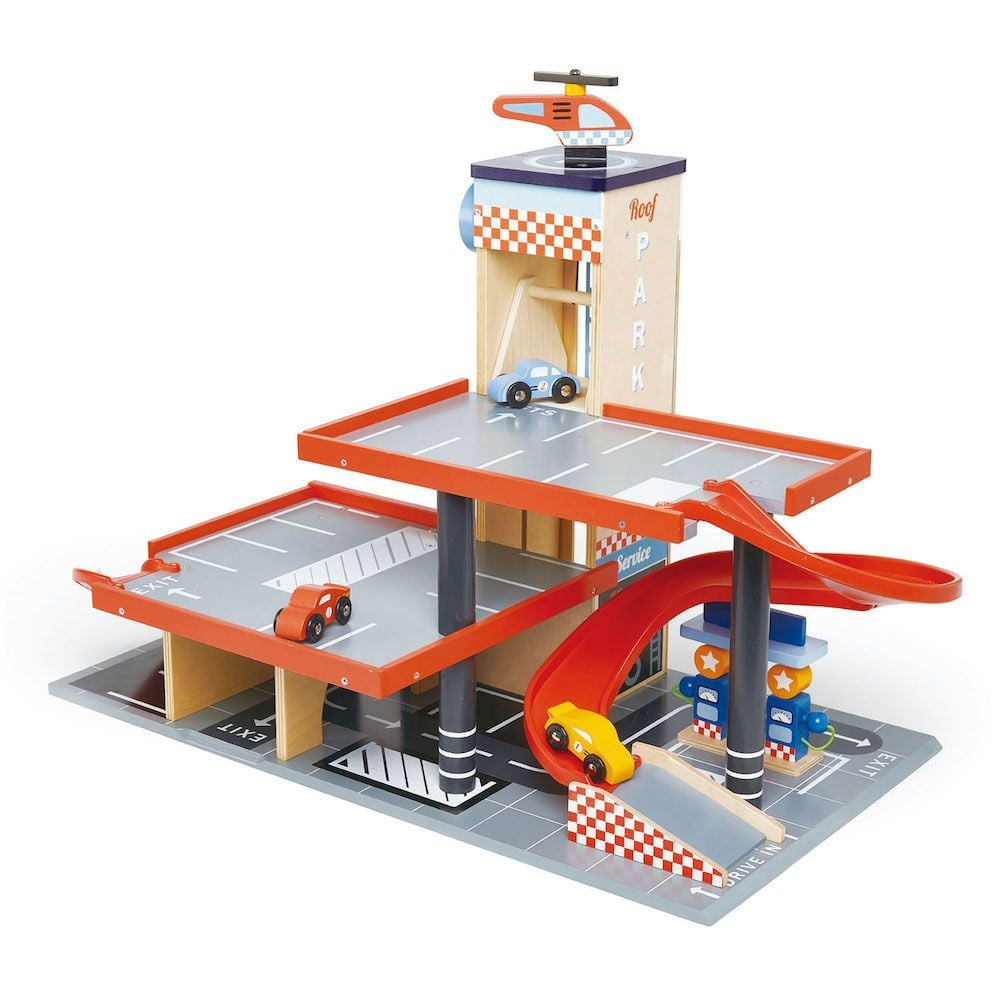 Statia Service Blue Bird , din lemn premium - Blue Bird Service Station - 5 piese - Tender Leaf Toys [1]