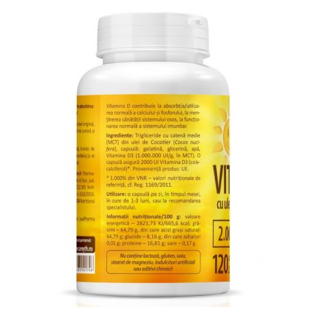 Zenyth-Super Vitamina D3 cu ulei de cocos, 2000UI, 120 capsule, Zenyth [2]