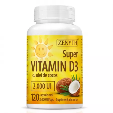 Zenyth-Super Vitamina D3 cu ulei de cocos, 2000UI, 120 capsule, Zenyth [1]