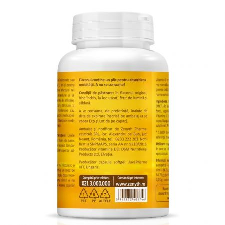 Zenyth-Super Vitamina D3 cu ulei de cocos, 2000UI, 120 capsule, Zenyth [4]