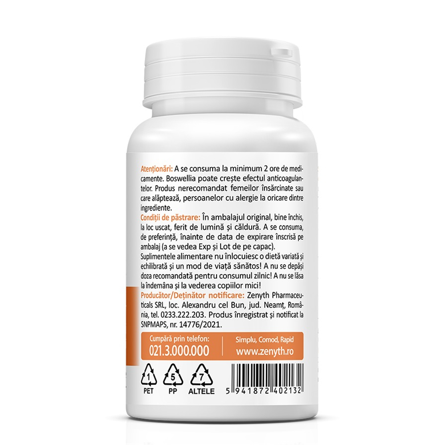 Supliment Alimentar Tamaie-Boswellia, 30 Capsule Vegetale, Zenyth [3]
