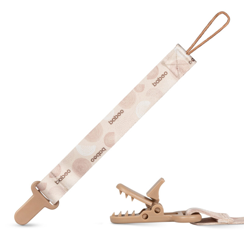 Suport Pentru Suzeta Din Material Textil Culoarea Piersica Baboo, 0 luni+ [3]