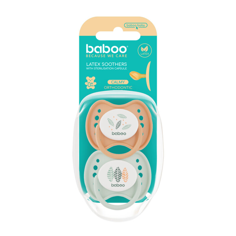 BABOO-Suzeta Ortodontica din Latex Calmy Baboo - Culoarea Piersica, 2 bucati, 0 luni+ [1]