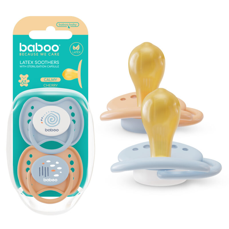 Suzeta Rotunda din Latex Calmy Baboo - Bleu, 2 bucati, 6 luni+ [2]