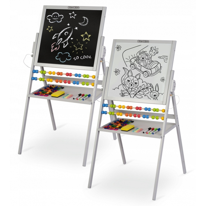Tabla educationala cu doua fete si accesorii Ricokids RK-800, 101 x 54 x 55 cm, Gri [2]