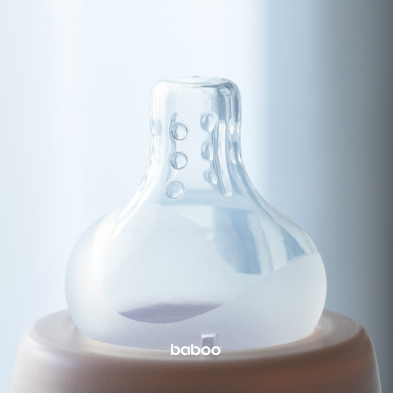 Tetina Din Silicon Premium Cu Tehnologie Anticolici Cu 3 Valve Baboo-Gat Larg, Debit Rapid, 2 bucati, 6 luni+ [2]